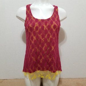 Weston Wear top Small polka dot lace overlay lined sleeveless tank Anthropologie